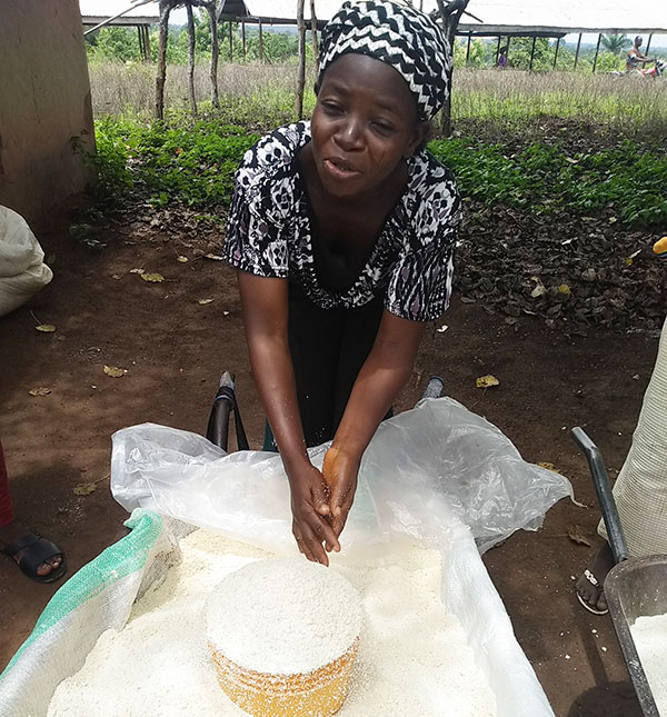 Woman with cassava flour
